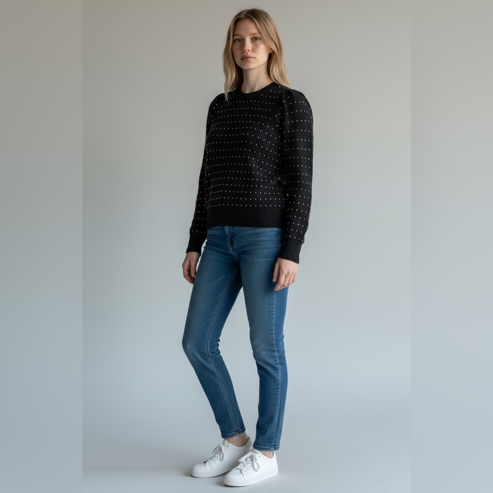 White + Warren Crystal Studded Cashmere Sweater